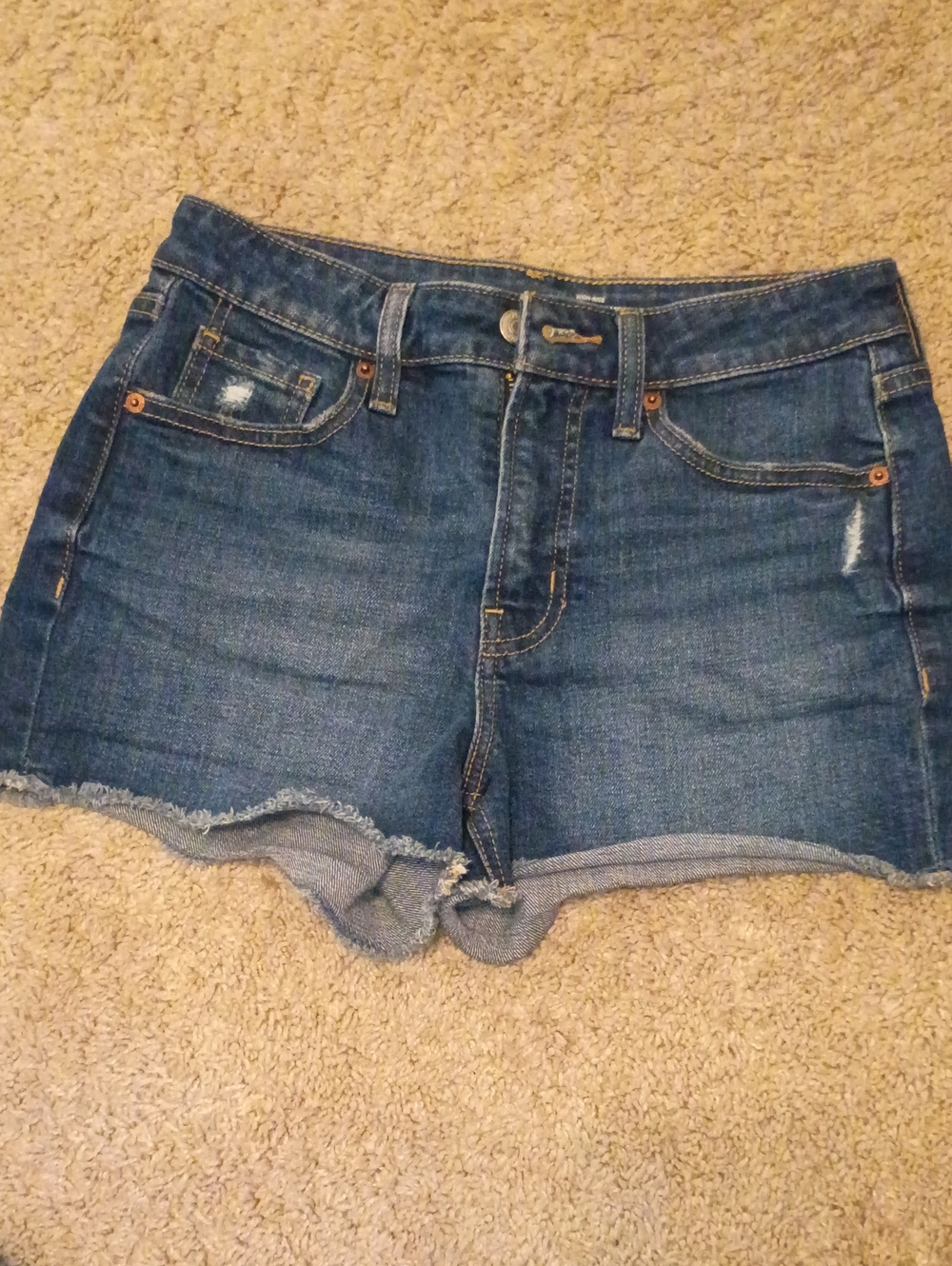 Women's Old Navy High Rise OG Straight Denim Shorts - Dark Blue